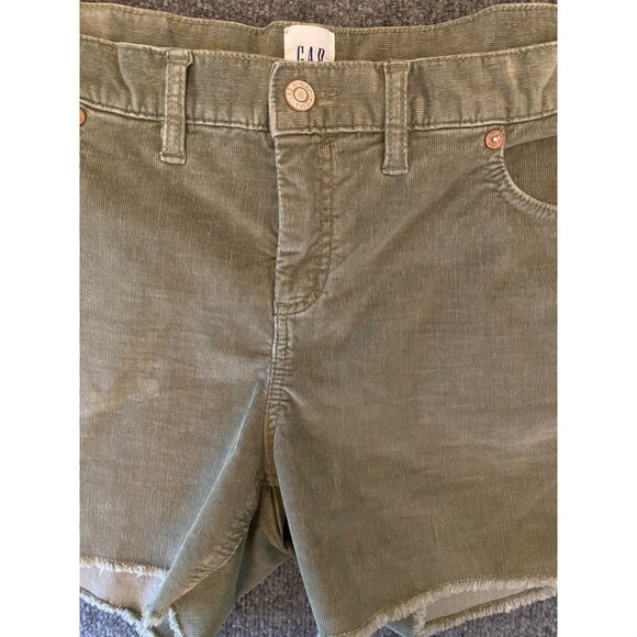 GAP 3.5"‎ Corduroy Shorts Women 14 Moss Soft Stretch Casual Outdoor Raw Edge Hem - Picture 2 of 12